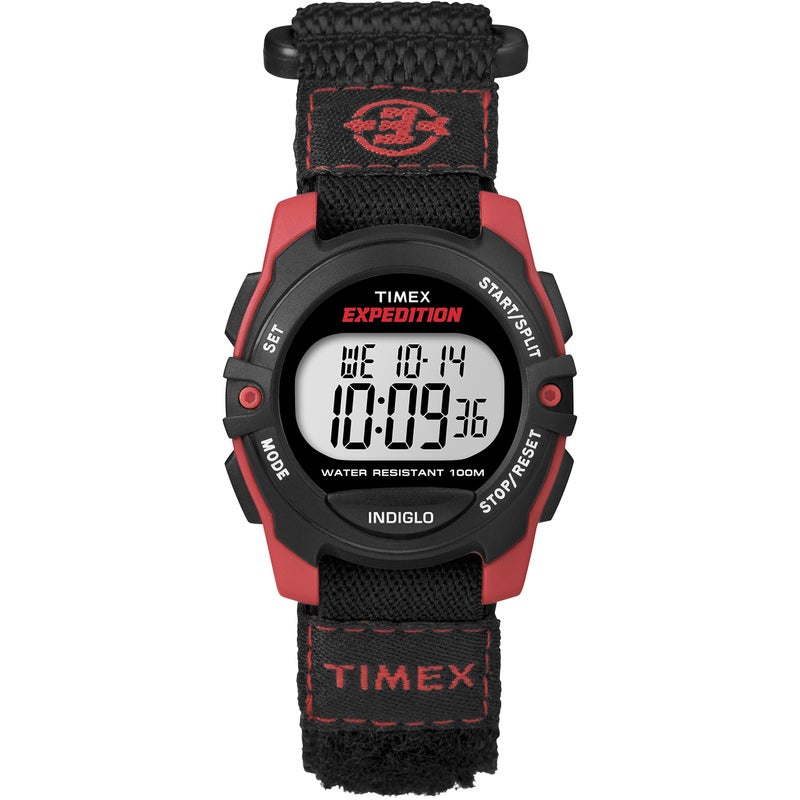 Timex Unisex T49956 Expedition Mid-Size Digital CAT Black/Red Fast Wrap Velcro Watch - Image 1