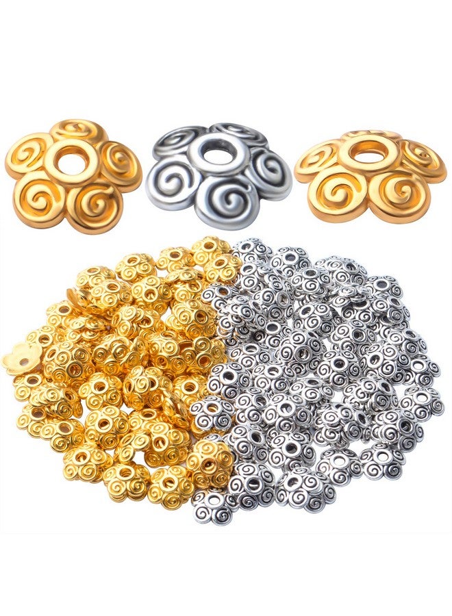 Aylifu Flower Bead Caps200Pcs 10Mm Tibetan Alloy Spacer Beads Caps Bali Style Jewelry Spacers For Diy Bracelet Necklace Crafts Making2 Colors  - Image 1