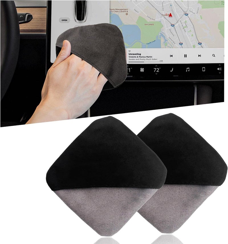 MUQIDA 2 PCS Car Screen Cleaner, Square Microfiber Cloth Non-Scratch Auto Touchscreen Cleaning Wipes, Foldable Touch Screen Pad Universal Cleaning Tool for Vehicle Dashboard Display (Square+Square) - Image 1