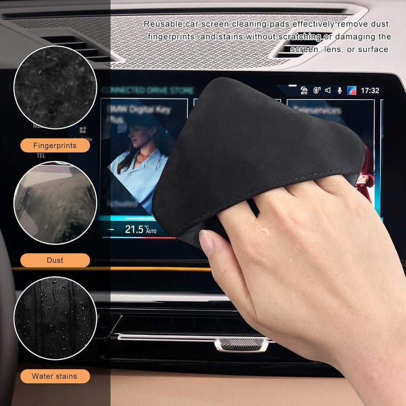 MUQIDA 2 PCS Car Screen Cleaner, Square Microfiber Cloth Non-Scratch Auto Touchscreen Cleaning Wipes, Foldable Touch Screen Pad Universal Cleaning Tool for Vehicle Dashboard Display (Square+Square) - Image 4