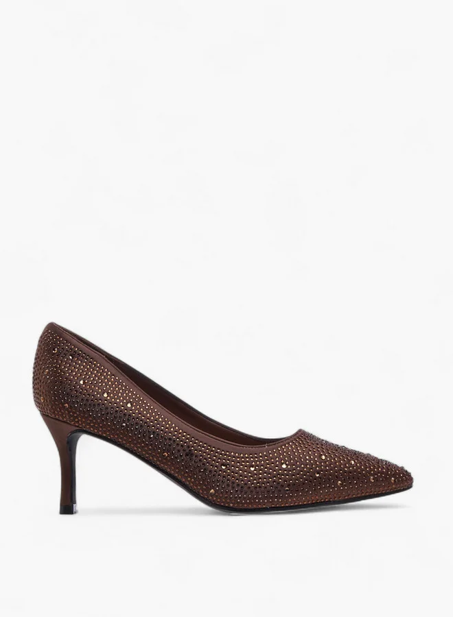 Flora Bella By Shoexpress Embellished Slip-On Pumps with Stiletto Heels