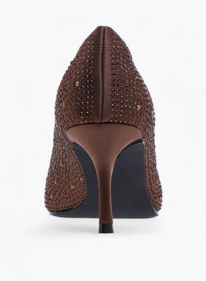 Flora Bella By Shoexpress Embellished Slip-On Pumps with Stiletto Heels