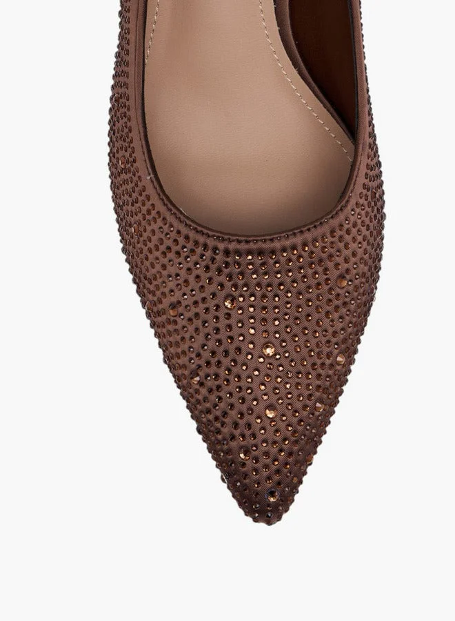 Flora Bella By Shoexpress Embellished Slip-On Pumps with Stiletto Heels