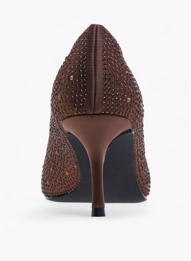 Flora Bella By Shoexpress Embellished Slip-On Pumps with Stiletto Heels