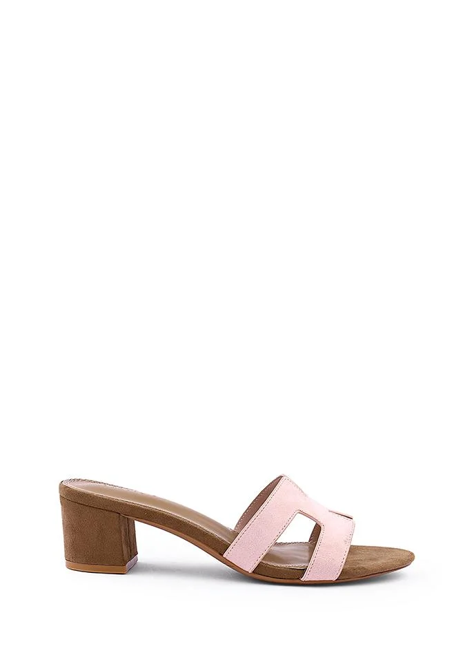 Womens suede H block heeled sandal