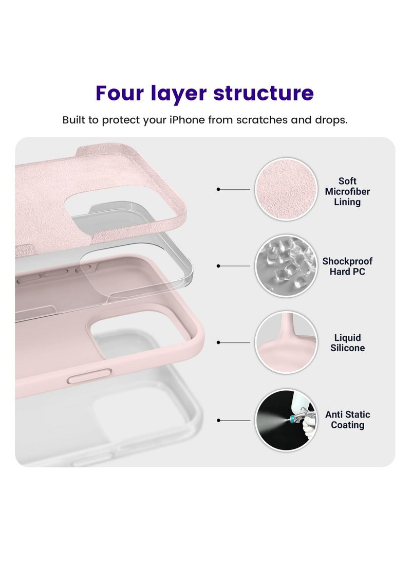 Aookay Compatible with iPhone 16 Pro Case, [Silky and Soft Touch Series] Premium Soft Liquid Silicone Rubber Full-Body Protective Bumper Case for iPhone 16 Pro (Gray Pink) - Image 4