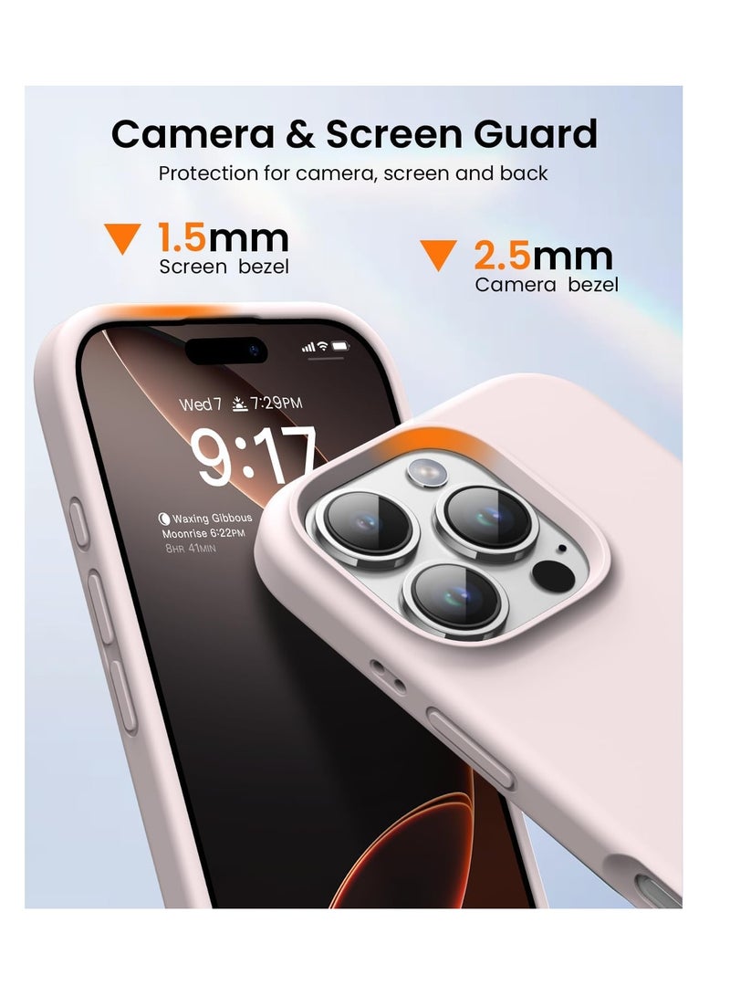 Aookay Compatible with iPhone 16 Pro Case, [Silky and Soft Touch Series] Premium Soft Liquid Silicone Rubber Full-Body Protective Bumper Case for iPhone 16 Pro (Gray Pink) - Image 3
