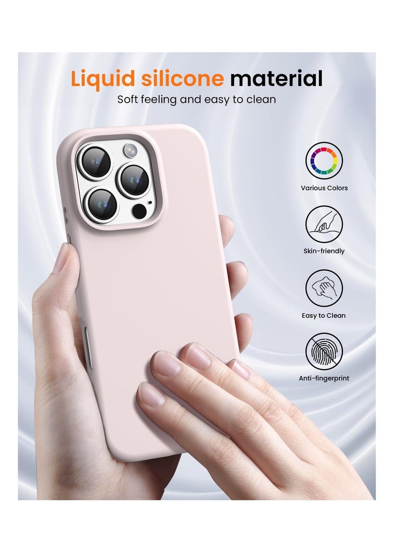 Aookay Compatible with iPhone 16 Pro Case, [Silky and Soft Touch Series] Premium Soft Liquid Silicone Rubber Full-Body Protective Bumper Case for iPhone 16 Pro (Gray Pink) - Image 2