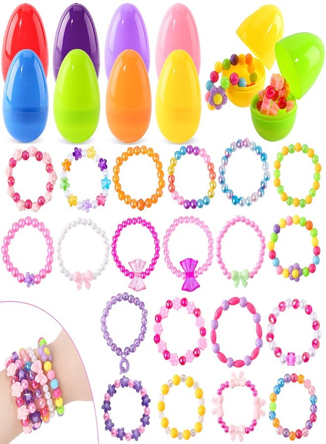 AuroTops 24 Pack Easter Basket Stuffers, Prefilled Eggs with Bracelets for Kids Easter Eggs Hunt, Easter Basket Essentials, Classroom Prize Rewards, Party Favors for Kids Boys Girls - Image 1