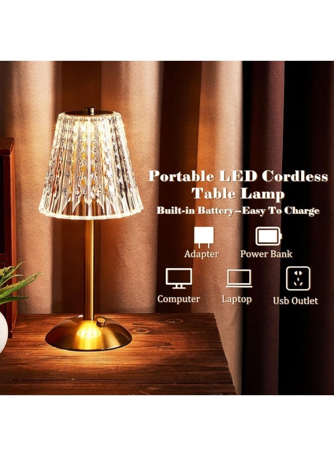 Portable Cordless Table Lamp, Fabric Shade Desk Lamps，3Color Dimmable Touch Lamp for Dining Room, Living Room, Bedroom, Bedside - Image 3