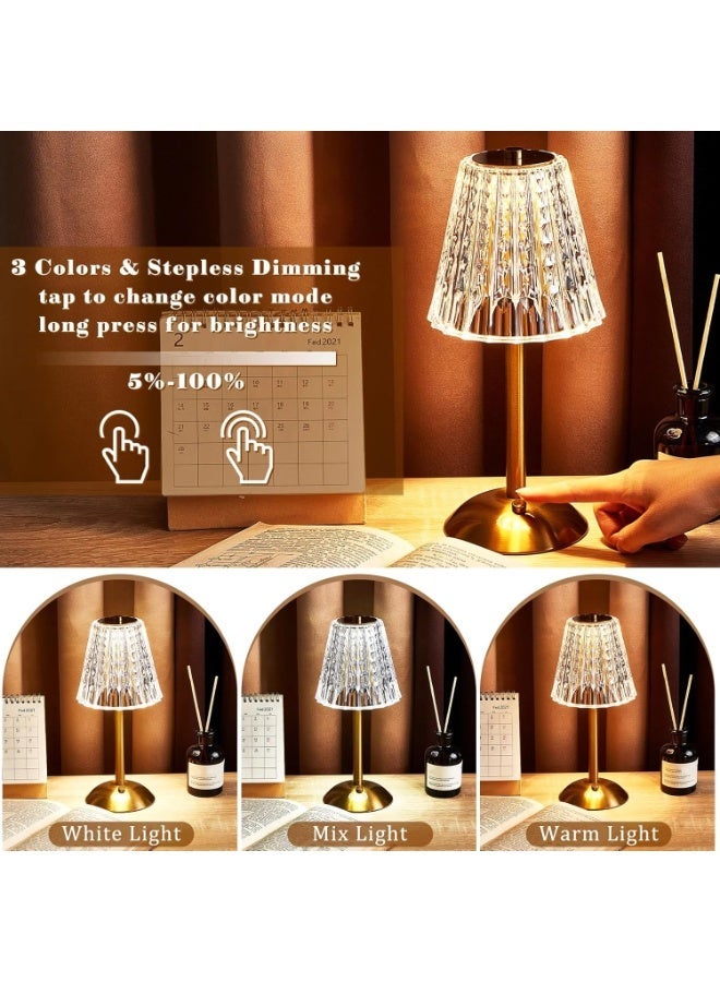 Portable Cordless Table Lamp, Fabric Shade Desk Lamps，3Color Dimmable Touch Lamp for Dining Room, Living Room, Bedroom, Bedside - Image 4