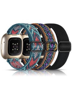 KASTWAVE Elastic Bands Compatible with Fitbit Versa 3 / Fitbit Sense, Adjustable Nylon Replacement Straps Wristband for Fitbit Versa Smart Watch for Women Men  - Image 1
