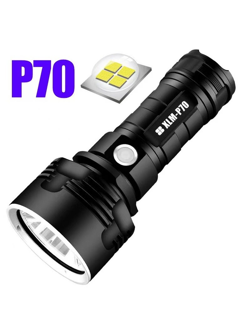 Generic - 30000-100000 lumens rechargeable LED tactical flashlight, super bright 3-mode handheld flashlight, the brightest 50W XLM-P70 LED USB flashlight - Image 1