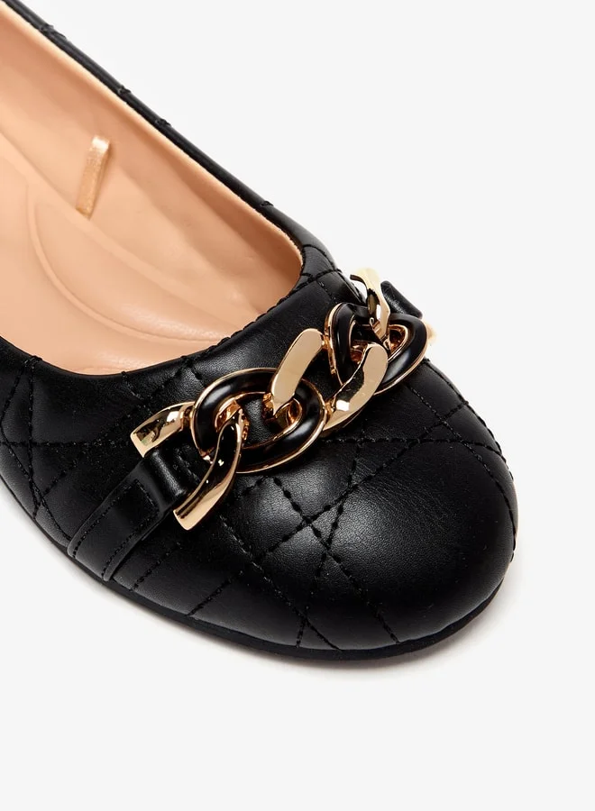 MISSY Girls Chainlink Accented Slip-On Ballerina Shoes
