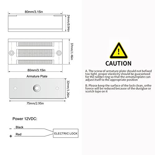 NCLTHS Electric Magnetic Lock 500KG/1200LBS Holding Force Electromagnet Lock 12V Fail Safe NC Mode for Access Control System/Metal/Fire Proof/Wooden/Glass Door - Image 4