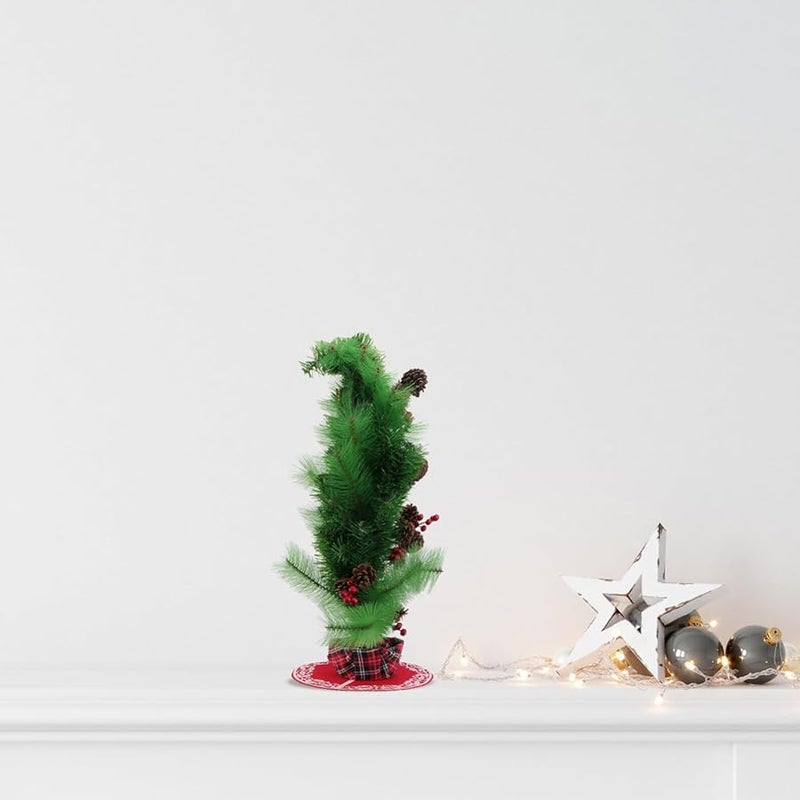 تنورة شجرة عيد الميلاد من اللباد الأحمر مقاس صغير زينة العطلات للمنزل المكتب المتجر - Image 3