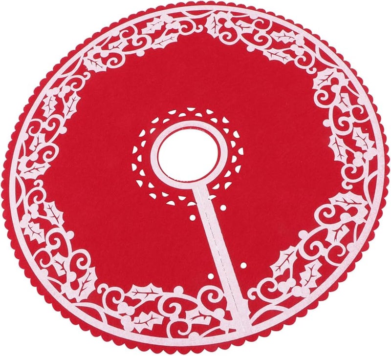 تنورة شجرة عيد الميلاد من اللباد الأحمر مقاس صغير زينة العطلات للمنزل المكتب المتجر - Image 2