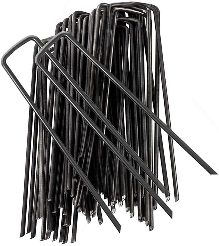 ILSSLI IME Garden Staples U Shaped Ground Anchors Stakes Pegs Pins Spikes for Securing Lawn Farm Sod Barrier Landscape Grass Fabric Netting, More Applications 15CM - Image 1