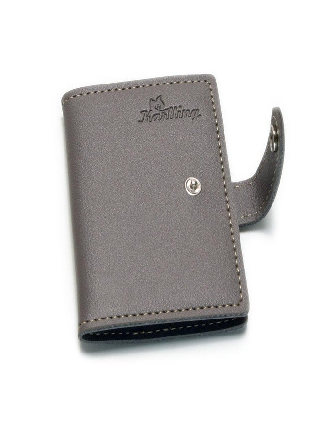 Karlling credit card holder wallet for women/man soft leather business card holder card case organizer bag with 20 card sleeves inside(Gray) - Image 5
