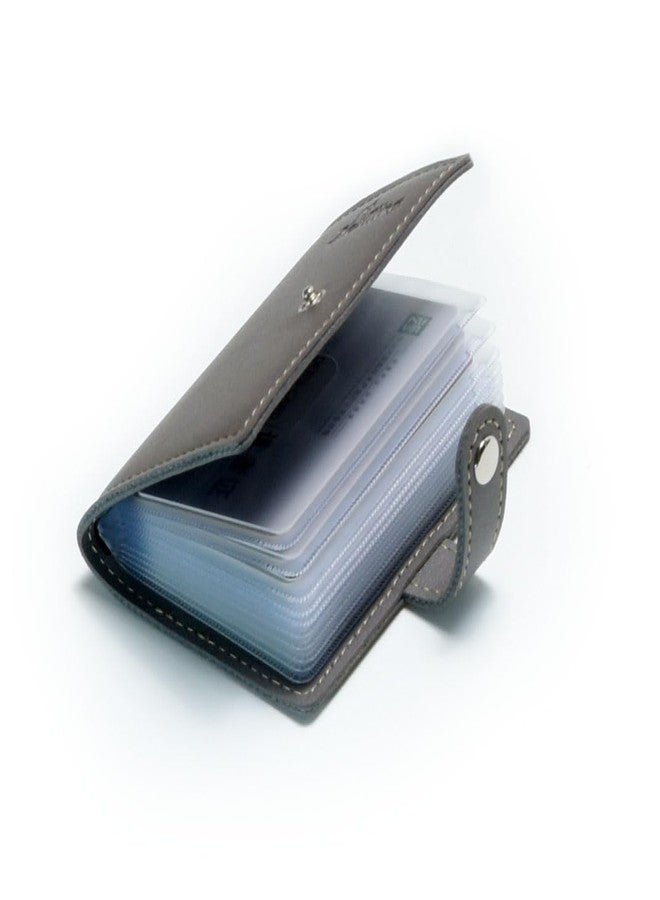 Karlling credit card holder wallet for women/man soft leather business card holder card case organizer bag with 20 card sleeves inside(Gray) - Image 3