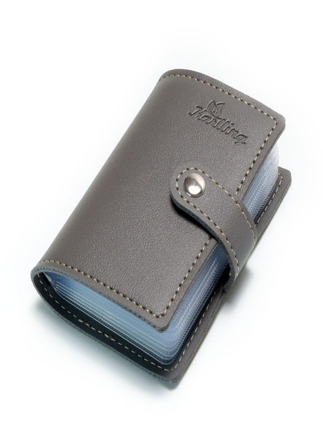 Karlling credit card holder wallet for women/man soft leather business card holder card case organizer bag with 20 card sleeves inside(Gray) - Image 1