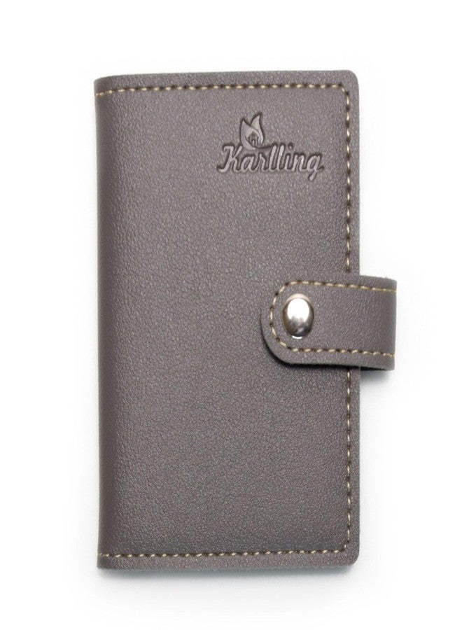 Karlling credit card holder wallet for women/man soft leather business card holder card case organizer bag with 20 card sleeves inside(Gray) - Image 2