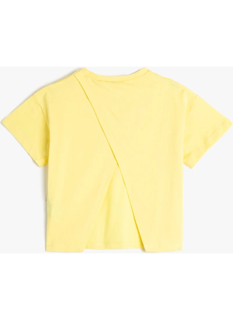 كوتون Basic T-Shirt with Back Window Detail Short Sleeve Crew Neck Cotton