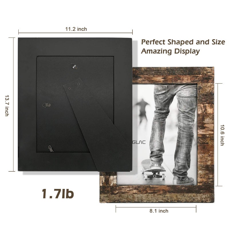 Eosglac Rustic 8.5x11 Wooden Picture Frame, Handmade with Real Birch Bark, Photo Frame Natural - Image 4