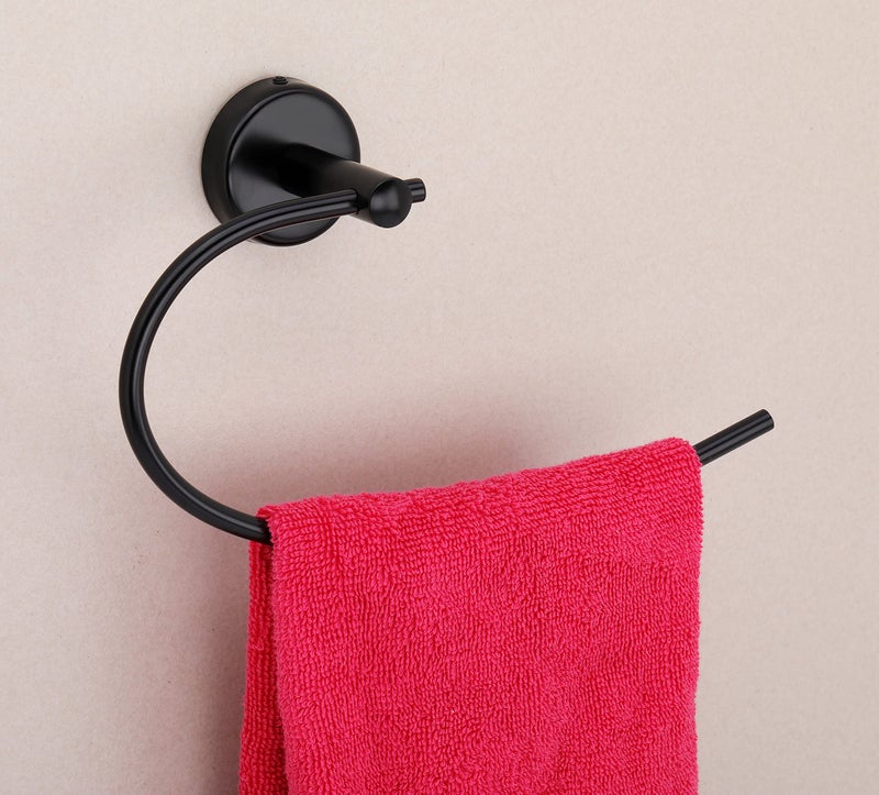 iSTAR Stainless Steel Towel Ring/Towel Holder for Wash Basin/Napkin Ring/Bathroom Accessories- Towel Holder (Black Finish) - Pack of 1 - Image 1