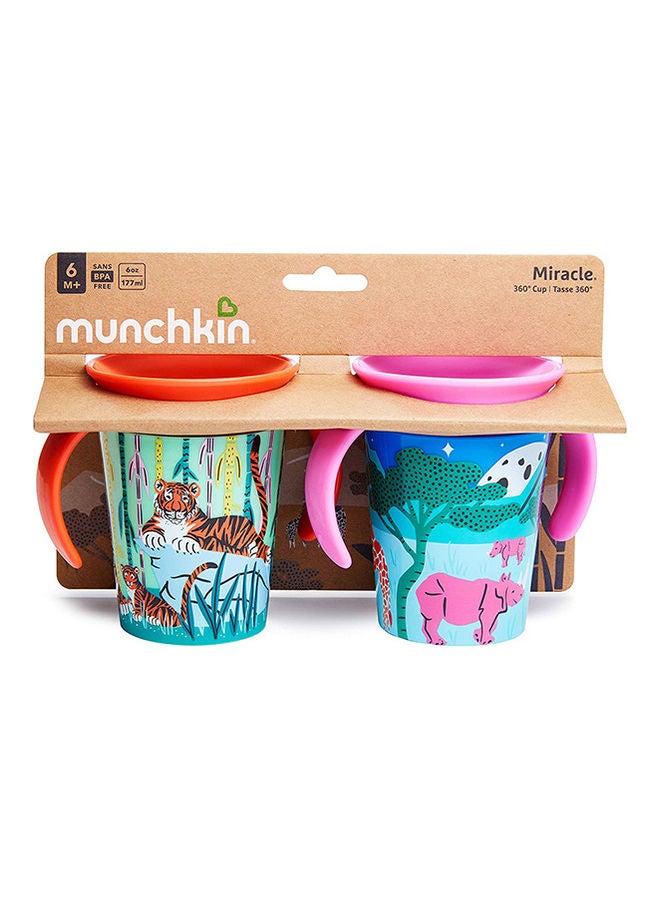 Munchkin Miracle 360° Wildlove Trainer Cup 6oz/177ml Rhino and Tiger 2 Pack - Image 2