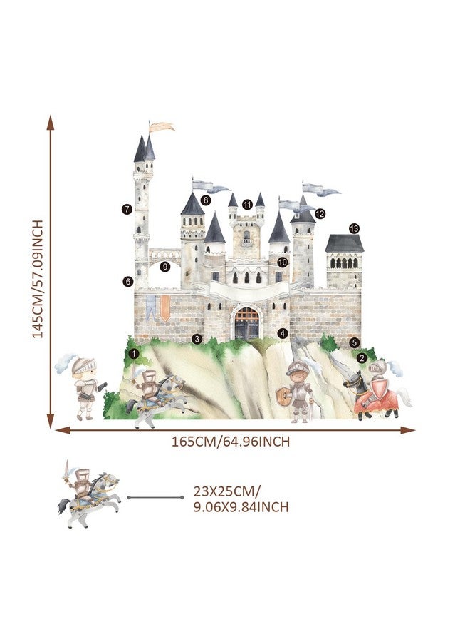 astrkiz Large Watercolor Wall Decals Peel and Stick, Self Adhesive Vintage Wall Stickers for Kids Bedroom Playroom Nursery Room Wall Art Decor Decal, Knight Assembled Castle Wall Mural - Image 3