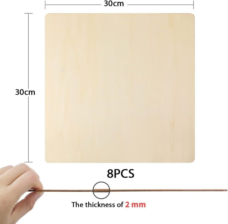 BPA عبوة BPA® من 8 قطع 12 × 12 بوصة من خشب الحرف، ألواح خشبية من الخشب الرقائقي، مثالية لمشاريع DIY، الرسم، الطلاء، الليزر، حرق الخشب، النقش على الخشب ومشاريع الليزر - Image 4