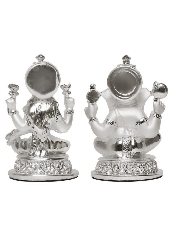 DIVINITI Laxmi & Ganesha Idol for Diwali Home Decor|999 Silver Plated Sculpture of Laxmi Ganpati Figurine|Idols for Home, Office Table Decoration|Religious Idol for Puja, Gift (5.7 CM X 7 CM) - Image 5