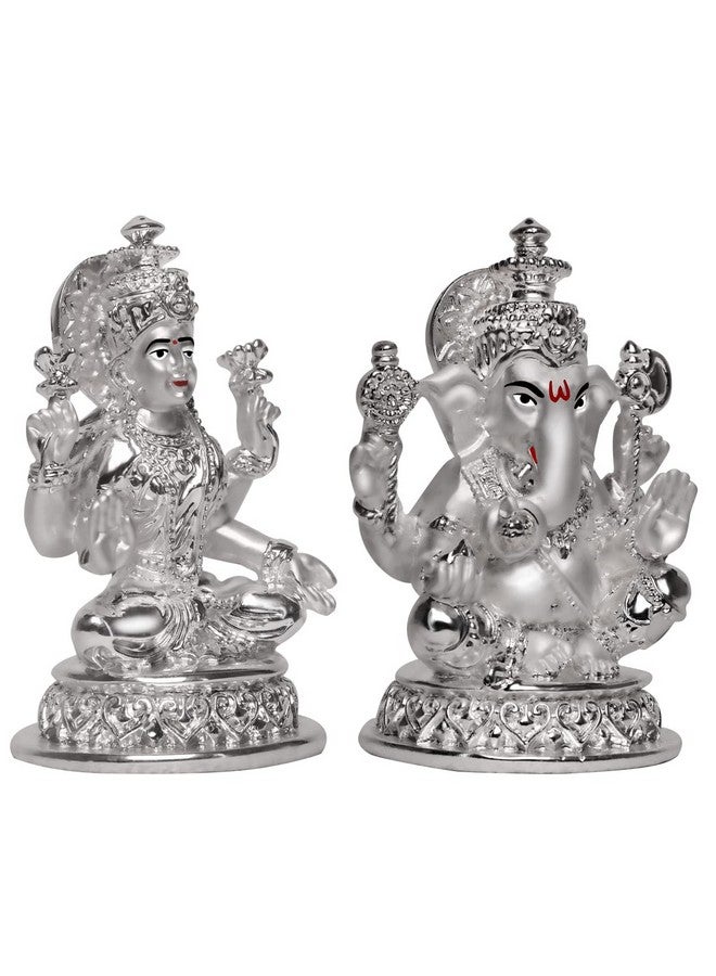 DIVINITI Laxmi & Ganesha Idol for Diwali Home Decor|999 Silver Plated Sculpture of Laxmi Ganpati Figurine|Idols for Home, Office Table Decoration|Religious Idol for Puja, Gift (5.7 CM X 7 CM) - Image 4