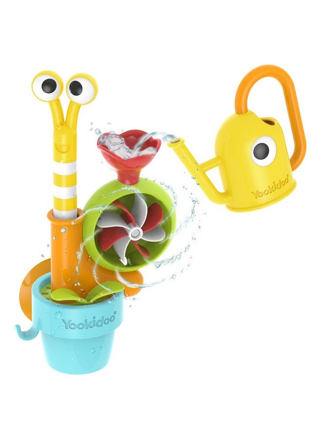 Yookidoo YOOKIDOO Water Snail - Baby Bath Toy Garden Theme - Bath and Shower Game - Watering Can, Snail, Flowers, Water Mill - Baby Gift from 18 Months, Small  - Image 1