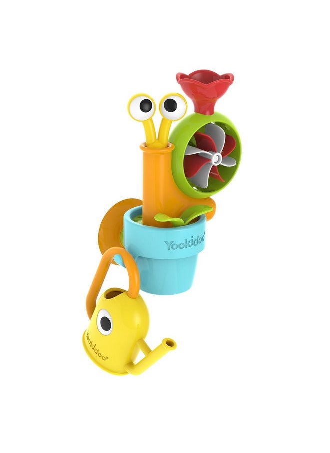 Yookidoo YOOKIDOO Water Snail - Baby Bath Toy Garden Theme - Bath and Shower Game - Watering Can, Snail, Flowers, Water Mill - Baby Gift from 18 Months, Small  - Image 3