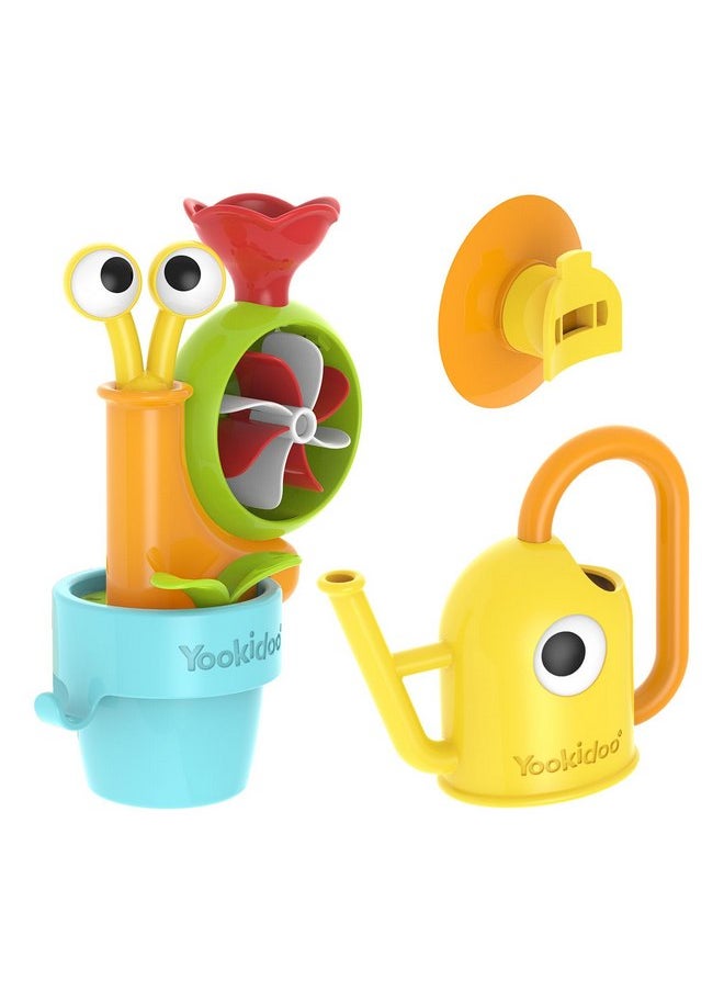 Yookidoo YOOKIDOO Water Snail - Baby Bath Toy Garden Theme - Bath and Shower Game - Watering Can, Snail, Flowers, Water Mill - Baby Gift from 18 Months, Small  - Image 2