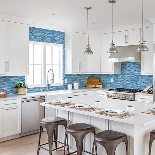 Midcard 5 Sheet Blue Glass with Silver Glass Mosaic Tiles for Kitchen and Bathroom Walls - Image 4