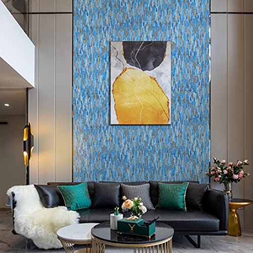 Midcard 5 Sheet Blue Glass with Silver Glass Mosaic Tiles for Kitchen and Bathroom Walls - Image 3
