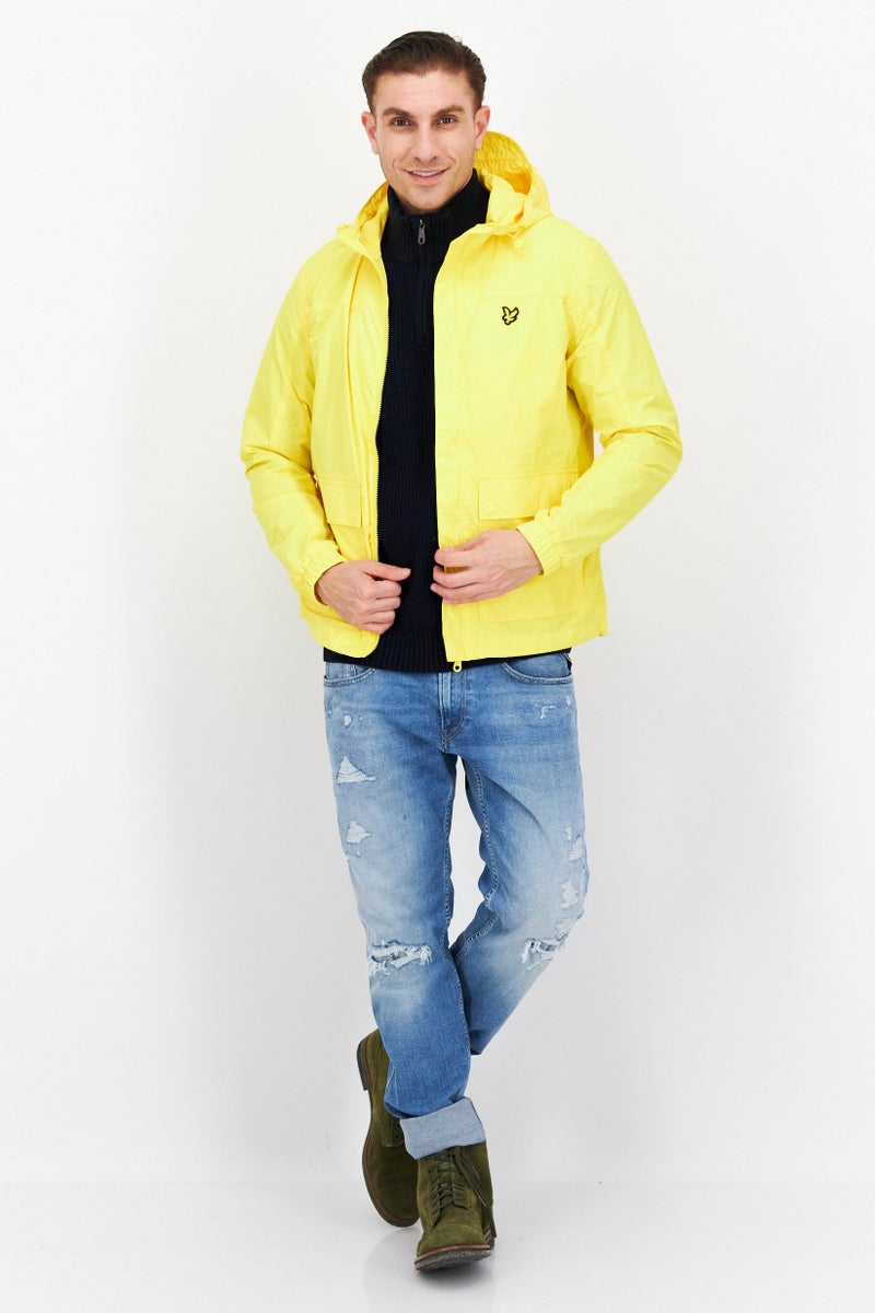 Lyle & Scott Men Brand Logo Hooded Windbreaker Jacket, Yellow - Image 2