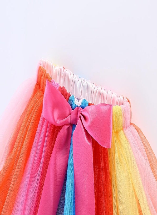 Mud Kingdom Toddler Girls Birthday Clothes Set 2 Year Gifts Party T-Shirt and Tulle Skirt Outfit Rainbow 24 Months - Image 5