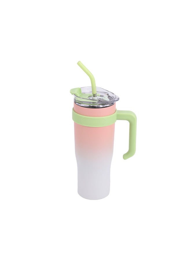 Gradient 304 Stainless Steel Thermos Cup Large Capacity Portable Suction Tube Cup 40oz Big Mac Handle Car Cup