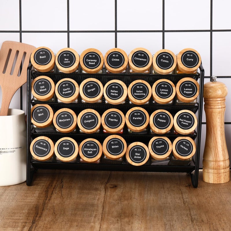 DIMBRAH Spice Jars with Label 24Pcs,Seasoning Containers,Glass Spice Jars with Bamboo Lids,Kitchen Essentials,Spices Container Set,Kitchen Set,Seasoning Organizer,Spice Rack Organizer for Cabinet - Image 5