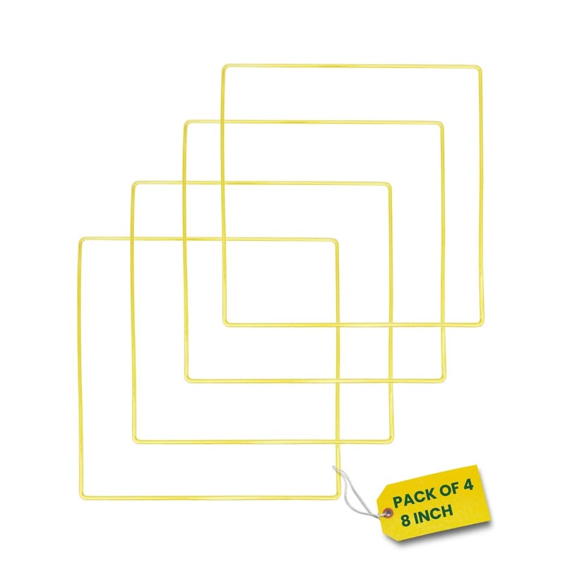 ecofynd 4pcs Square 8 Inch Metal Crafts Hoops, Gold Dream Catcher Rings Supplies, Macrame Creations Ring for Wreath Crafts, DIY Projects handicrafts Decoration Wall Hanging Craft (CS4001-GO) - Image 1