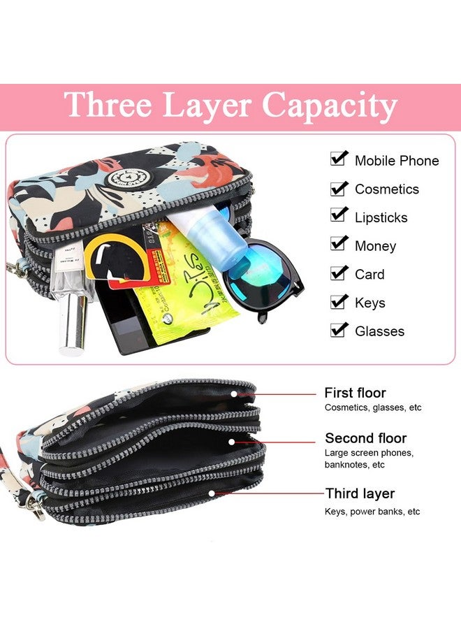 PALAY¬Æ Women Clutch Purse Small Crossbody Bag Triple Layer Utility Zipper Pouch Travel Purse Pouch Clutch Bag with Detachable Shoulder Strap Fashion Oxford Cloth Shoulder Phone Bag, 18x6x12cm - Image 4