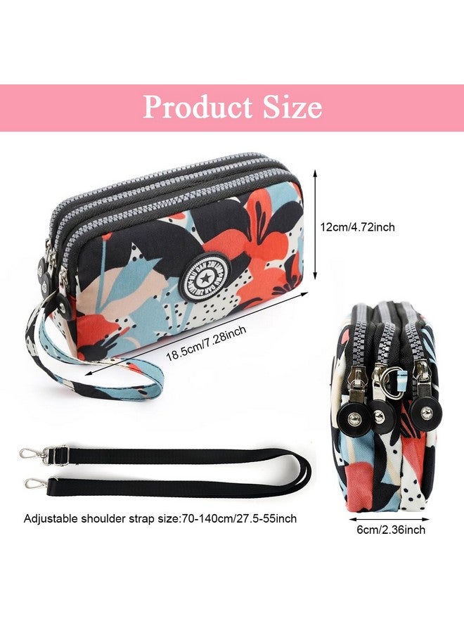 PALAY¬Æ Women Clutch Purse Small Crossbody Bag Triple Layer Utility Zipper Pouch Travel Purse Pouch Clutch Bag with Detachable Shoulder Strap Fashion Oxford Cloth Shoulder Phone Bag, 18x6x12cm - Image 2