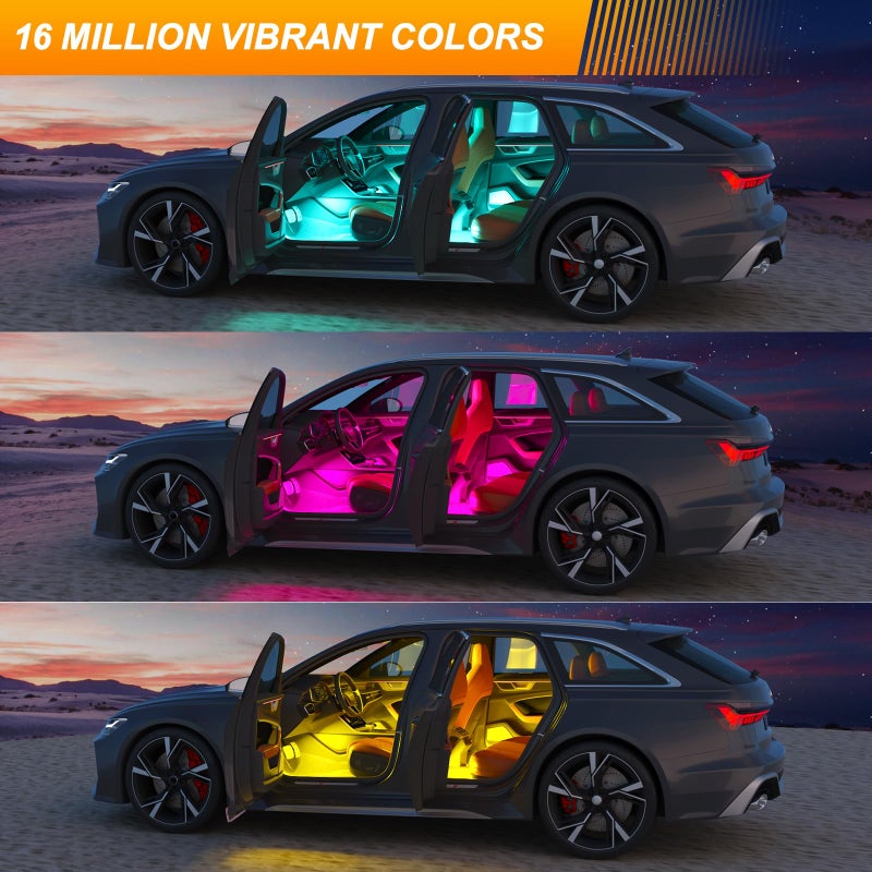 Honalia Car LED Lights Interior, RGB Ambient Lighting Car with DIY Mode and Music Mode, 2 Lines Design Inside Car Lights for Trucks SUVs, DC 5V - Image 2