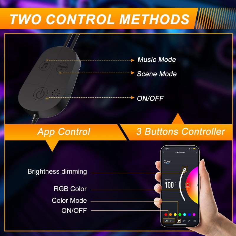Honalia Car LED Lights Interior, RGB Ambient Lighting Car with DIY Mode and Music Mode, 2 Lines Design Inside Car Lights for Trucks SUVs, DC 5V - Image 4