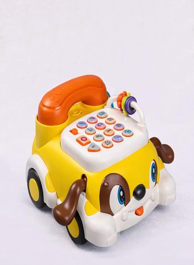 MUREN Educational Learning Musical Dog Phone for Toddlers, Interactive Sensory Toy with Lights, Sound & Auto Moving Wheels Baby Activity Fun Playtime Game Kids 2+ Years and Above - Image 1