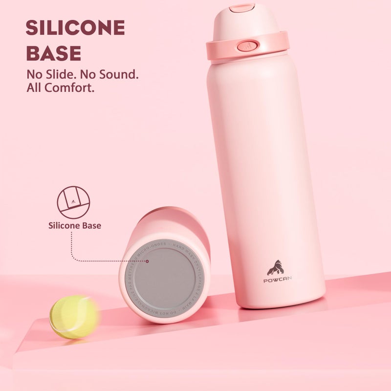 POWCAN 40 oz Insulated Water Bottle for Sports: 2-in-1 Lid with Push-Button Spout & Quick-Flip Straw, Leakproof, Car Cupholder Friendly, Stainless Steel for Gym, School, Travel, Camping (Cotton Candy) - Image 5